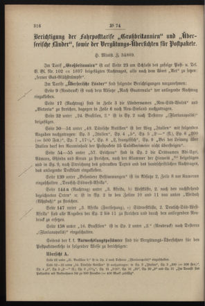 Post- und Telegraphen-Verordnungsblatt für das Verwaltungsgebiet des K.-K. Handelsministeriums 18990719 Seite: 2