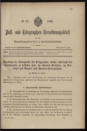 Post- und Telegraphen-Verordnungsblatt für das Verwaltungsgebiet des K.-K. Handelsministeriums 18990727 Seite: 1