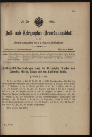 Post- und Telegraphen-Verordnungsblatt für das Verwaltungsgebiet des K.-K. Handelsministeriums 18990805 Seite: 1