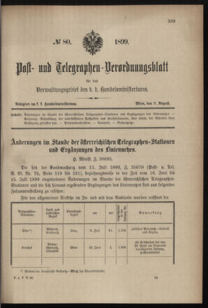 Post- und Telegraphen-Verordnungsblatt für das Verwaltungsgebiet des K.-K. Handelsministeriums