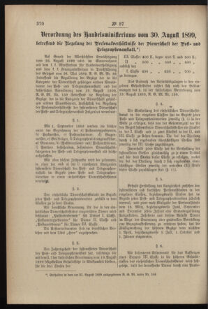 Post- und Telegraphen-Verordnungsblatt für das Verwaltungsgebiet des K.-K. Handelsministeriums 18990831 Seite: 4