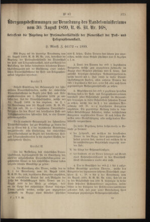 Post- und Telegraphen-Verordnungsblatt für das Verwaltungsgebiet des K.-K. Handelsministeriums 18990831 Seite: 9