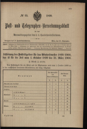 Post- und Telegraphen-Verordnungsblatt für das Verwaltungsgebiet des K.-K. Handelsministeriums 18990925 Seite: 1