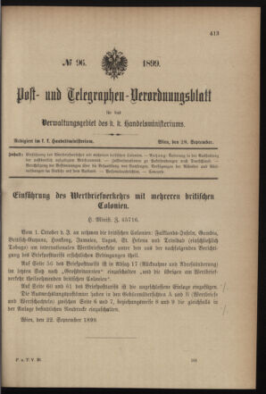 Post- und Telegraphen-Verordnungsblatt für das Verwaltungsgebiet des K.-K. Handelsministeriums 18990928 Seite: 1