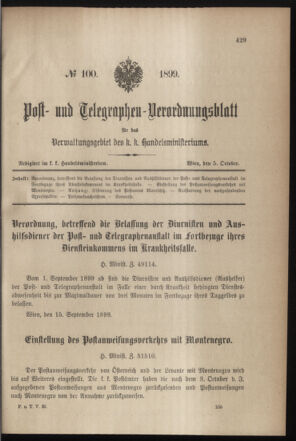 Post- und Telegraphen-Verordnungsblatt für das Verwaltungsgebiet des K.-K. Handelsministeriums 18991005 Seite: 1