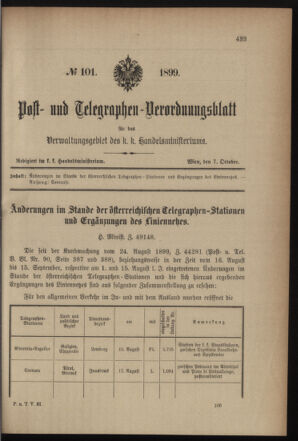 Post- und Telegraphen-Verordnungsblatt für das Verwaltungsgebiet des K.-K. Handelsministeriums