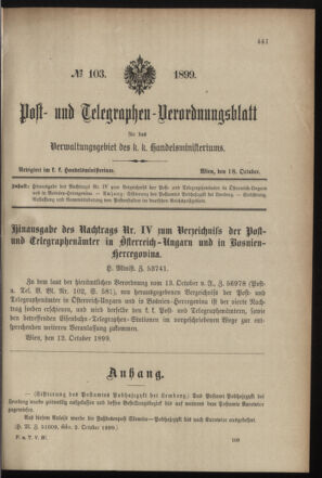 Post- und Telegraphen-Verordnungsblatt für das Verwaltungsgebiet des K.-K. Handelsministeriums