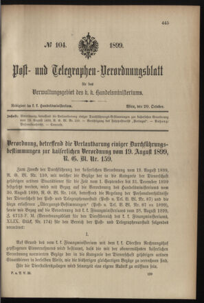 Post- und Telegraphen-Verordnungsblatt für das Verwaltungsgebiet des K.-K. Handelsministeriums