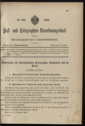 Post- und Telegraphen-Verordnungsblatt für das Verwaltungsgebiet des K.-K. Handelsministeriums 18991025 Seite: 1