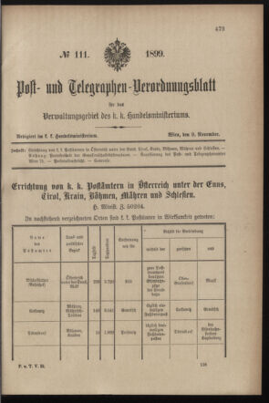 Post- und Telegraphen-Verordnungsblatt für das Verwaltungsgebiet des K.-K. Handelsministeriums