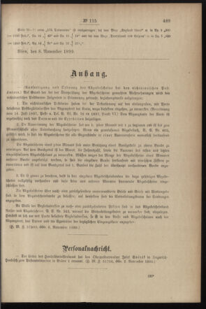 Post- und Telegraphen-Verordnungsblatt für das Verwaltungsgebiet des K.-K. Handelsministeriums 18991122 Seite: 3