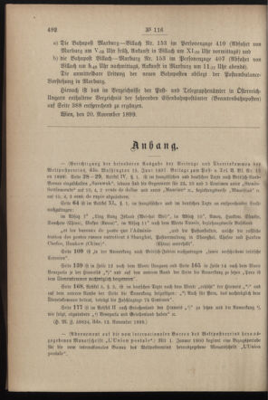 Post- und Telegraphen-Verordnungsblatt für das Verwaltungsgebiet des K.-K. Handelsministeriums 18991125 Seite: 2