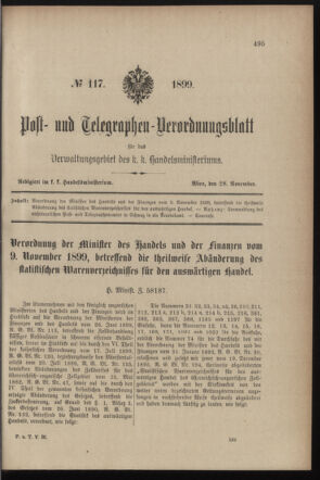 Post- und Telegraphen-Verordnungsblatt für das Verwaltungsgebiet des K.-K. Handelsministeriums