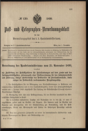 Post- und Telegraphen-Verordnungsblatt für das Verwaltungsgebiet des K.-K. Handelsministeriums 18991201 Seite: 1