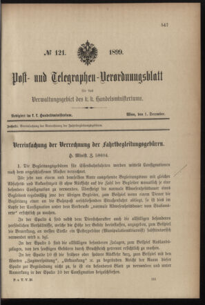 Post- und Telegraphen-Verordnungsblatt für das Verwaltungsgebiet des K.-K. Handelsministeriums 18991201 Seite: 19