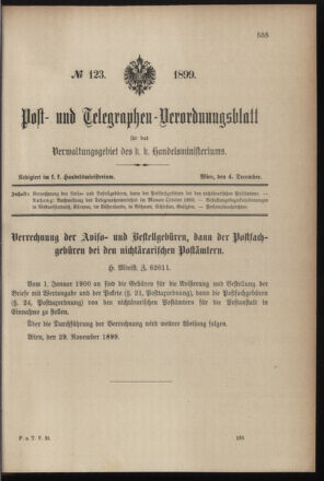 Post- und Telegraphen-Verordnungsblatt für das Verwaltungsgebiet des K.-K. Handelsministeriums 18991204 Seite: 1