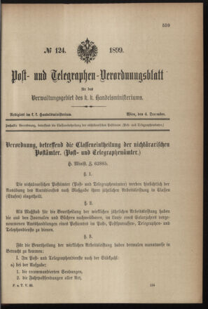 Post- und Telegraphen-Verordnungsblatt für das Verwaltungsgebiet des K.-K. Handelsministeriums 18991204 Seite: 5