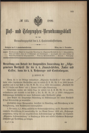 Post- und Telegraphen-Verordnungsblatt für das Verwaltungsgebiet des K.-K. Handelsministeriums 18991205 Seite: 1