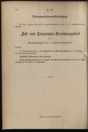 Post- und Telegraphen-Verordnungsblatt für das Verwaltungsgebiet des K.-K. Handelsministeriums 18991208 Seite: 8