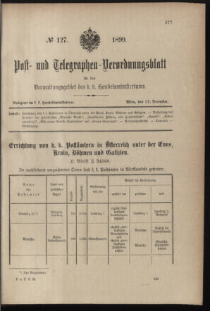 Post- und Telegraphen-Verordnungsblatt für das Verwaltungsgebiet des K.-K. Handelsministeriums