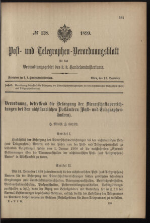 Post- und Telegraphen-Verordnungsblatt für das Verwaltungsgebiet des K.-K. Handelsministeriums 18991213 Seite: 1