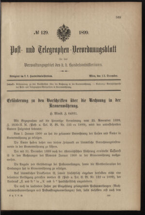 Post- und Telegraphen-Verordnungsblatt für das Verwaltungsgebiet des K.-K. Handelsministeriums 18991213 Seite: 9