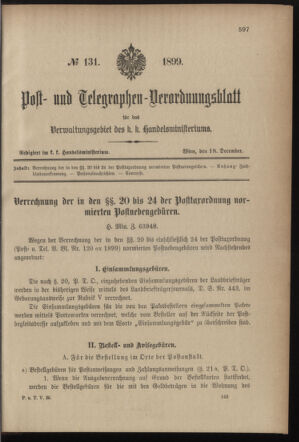 Post- und Telegraphen-Verordnungsblatt für das Verwaltungsgebiet des K.-K. Handelsministeriums 18991218 Seite: 1