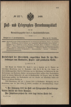 Post- und Telegraphen-Verordnungsblatt für das Verwaltungsgebiet des K.-K. Handelsministeriums