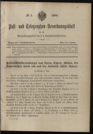 Post- und Telegraphen-Verordnungsblatt für das Verwaltungsgebiet des K.-K. Handelsministeriums 19000105 Seite: 7