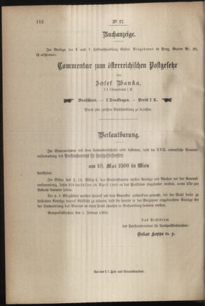 Post- und Telegraphen-Verordnungsblatt für das Verwaltungsgebiet des K.-K. Handelsministeriums 19000302 Seite: 8