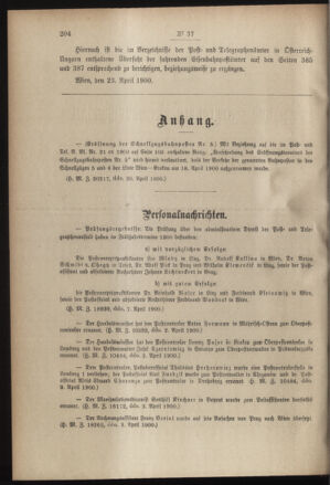 Post- und Telegraphen-Verordnungsblatt für das Verwaltungsgebiet des K.-K. Handelsministeriums 19000426 Seite: 2