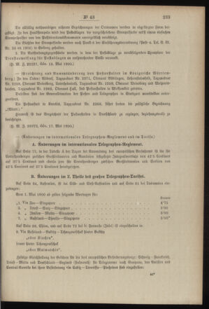 Post- und Telegraphen-Verordnungsblatt für das Verwaltungsgebiet des K.-K. Handelsministeriums 19000525 Seite: 3