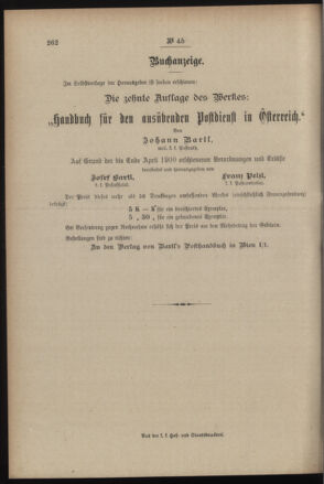 Post- und Telegraphen-Verordnungsblatt für das Verwaltungsgebiet des K.-K. Handelsministeriums 19000605 Seite: 8