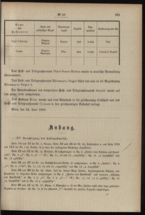 Post- und Telegraphen-Verordnungsblatt für das Verwaltungsgebiet des K.-K. Handelsministeriums 19000629 Seite: 3