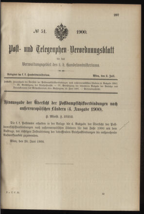 Post- und Telegraphen-Verordnungsblatt für das Verwaltungsgebiet des K.-K. Handelsministeriums