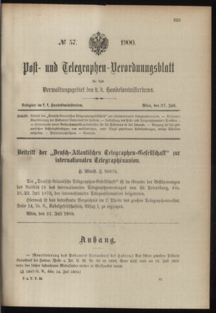 Post- und Telegraphen-Verordnungsblatt für das Verwaltungsgebiet des K.-K. Handelsministeriums 19000727 Seite: 1