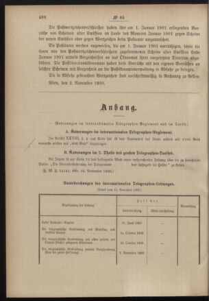 Post- und Telegraphen-Verordnungsblatt für das Verwaltungsgebiet des K.-K. Handelsministeriums 19001121 Seite: 2