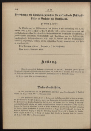 Post- und Telegraphen-Verordnungsblatt für das Verwaltungsgebiet des K.-K. Handelsministeriums 19001124 Seite: 24