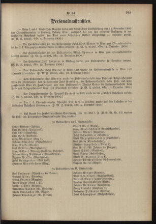 Post- und Telegraphen-Verordnungsblatt für das Verwaltungsgebiet des K.-K. Handelsministeriums 19001219 Seite: 5