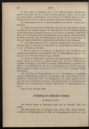 Post- und Telegraphen-Verordnungsblatt für das Verwaltungsgebiet des K.-K. Handelsministeriums 19001227 Seite: 2