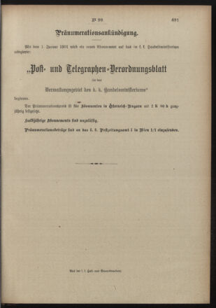 Post- und Telegraphen-Verordnungsblatt für das Verwaltungsgebiet des K.-K. Handelsministeriums 19001231 Seite: 7