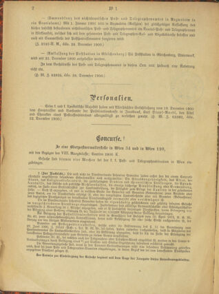 Post- und Telegraphen-Verordnungsblatt für das Verwaltungsgebiet des K.-K. Handelsministeriums 19010105 Seite: 2