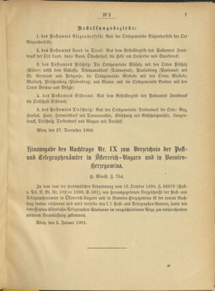 Post- und Telegraphen-Verordnungsblatt für das Verwaltungsgebiet des K.-K. Handelsministeriums 19010109 Seite: 3