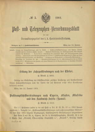 Post- und Telegraphen-Verordnungsblatt für das Verwaltungsgebiet des K.-K. Handelsministeriums 19010115 Seite: 1