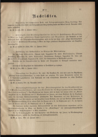 Post- und Telegraphen-Verordnungsblatt für das Verwaltungsgebiet des K.-K. Handelsministeriums 19010115 Seite: 3