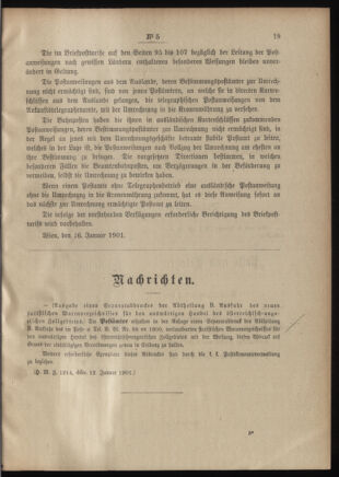 Post- und Telegraphen-Verordnungsblatt für das Verwaltungsgebiet des K.-K. Handelsministeriums 19010118 Seite: 3