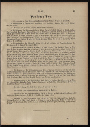 Post- und Telegraphen-Verordnungsblatt für das Verwaltungsgebiet des K.-K. Handelsministeriums 19010204 Seite: 3