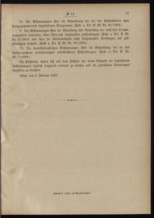 Post- und Telegraphen-Verordnungsblatt für das Verwaltungsgebiet des K.-K. Handelsministeriums 19010207 Seite: 7