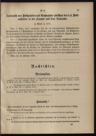 Post- und Telegraphen-Verordnungsblatt für das Verwaltungsgebiet des K.-K. Handelsministeriums 19010216 Seite: 3