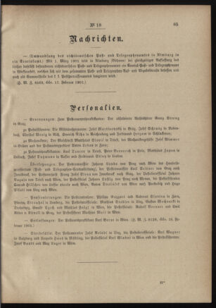 Post- und Telegraphen-Verordnungsblatt für das Verwaltungsgebiet des K.-K. Handelsministeriums 19010225 Seite: 3